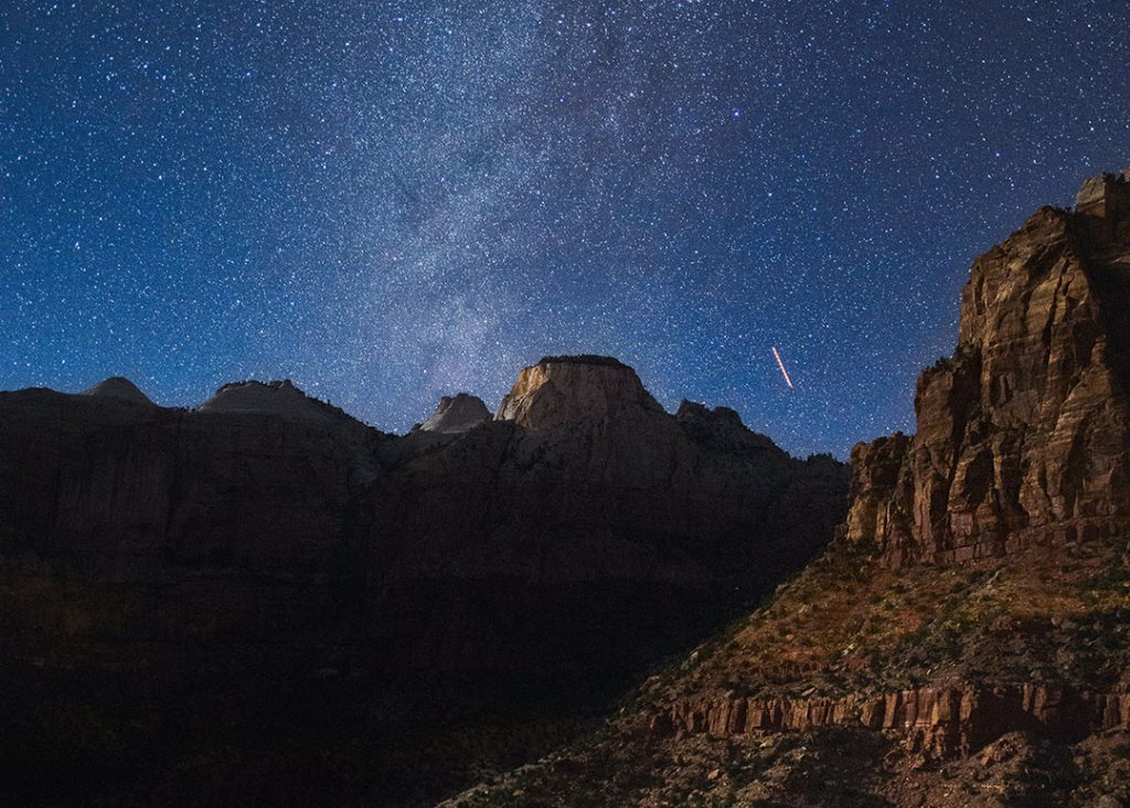 Shooting star in Zion National Park